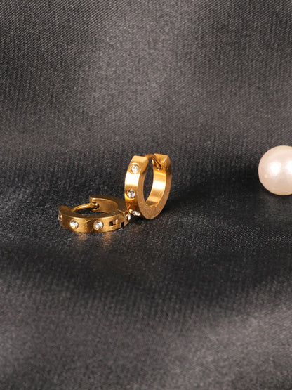 Sparkling Gold Mini circular Hoop Earrings