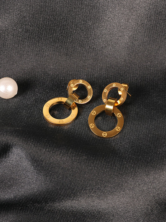 Golden Round Ring Earrings