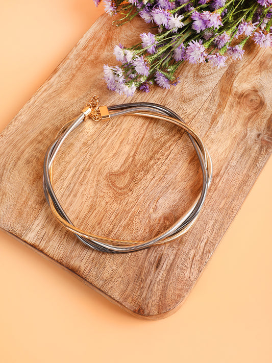 Elegant Twisted Golden-Silver Necklace