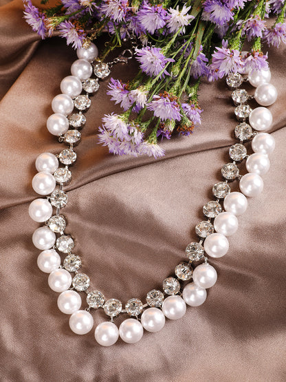 Pristine Rhinestones & Pearls Necklace