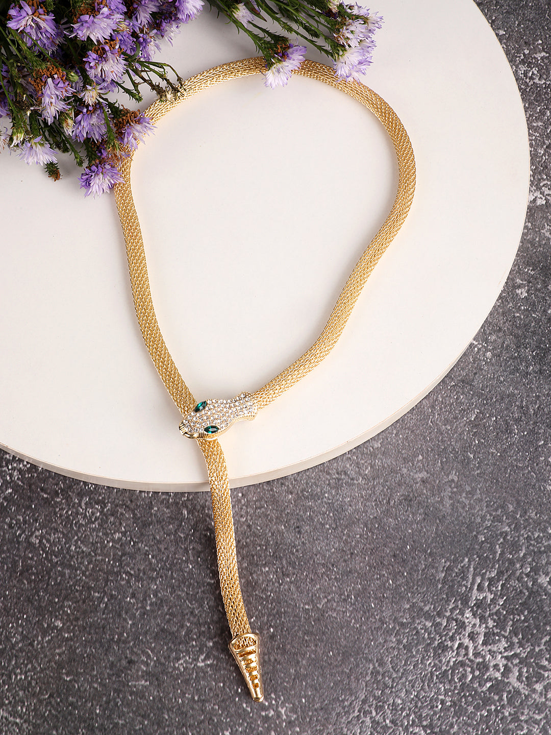 Serpent Stone Studded Snake Necklace