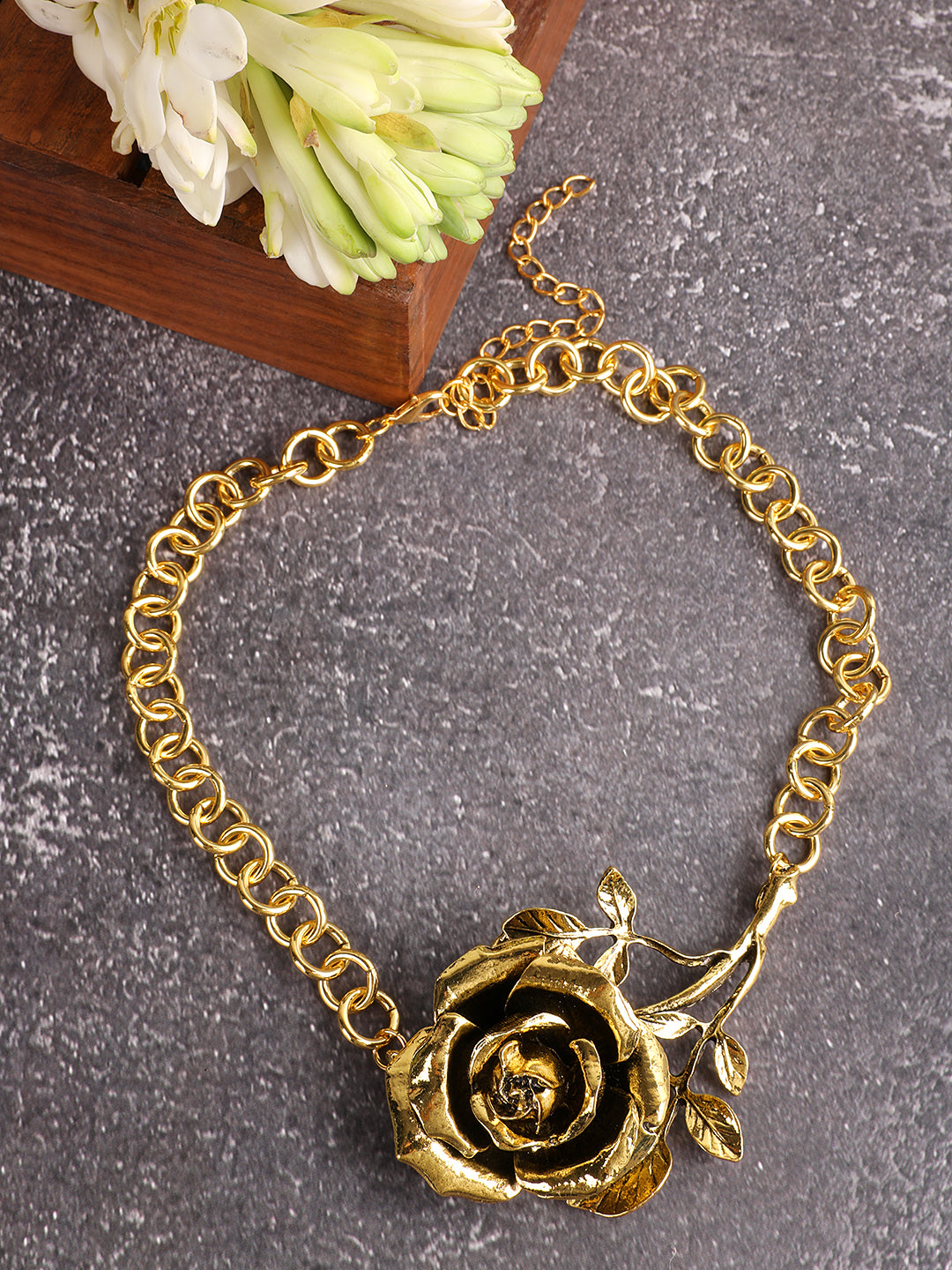 Eternal Dark-Golden Rose Necklace
