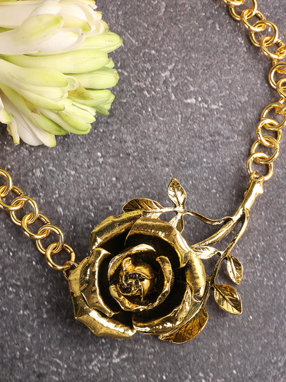 Eternal Dark-Golden Rose Necklace