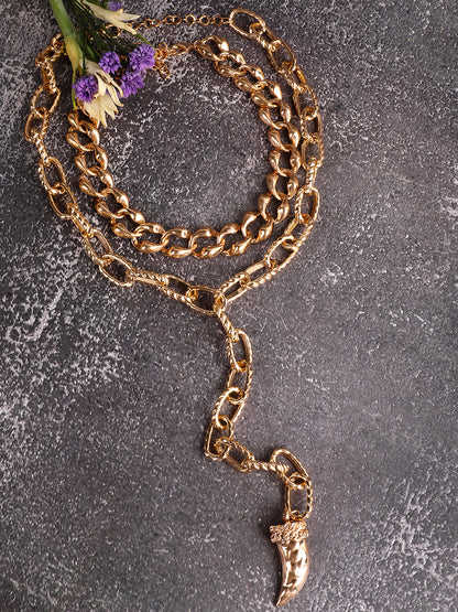 Kraze Glamorous Gold Layered Chain Necklace