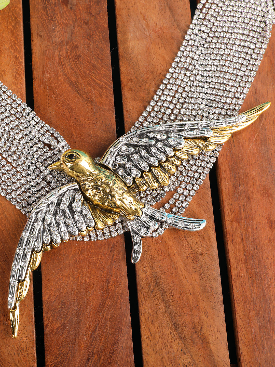 Stylish Silver-Gold Bird-Themed Necklace