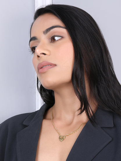 Gold Plated Lock Heart Pendant