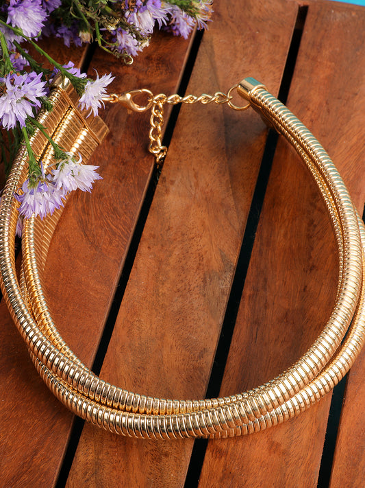 Glossy Gold-tone Choker Necklace