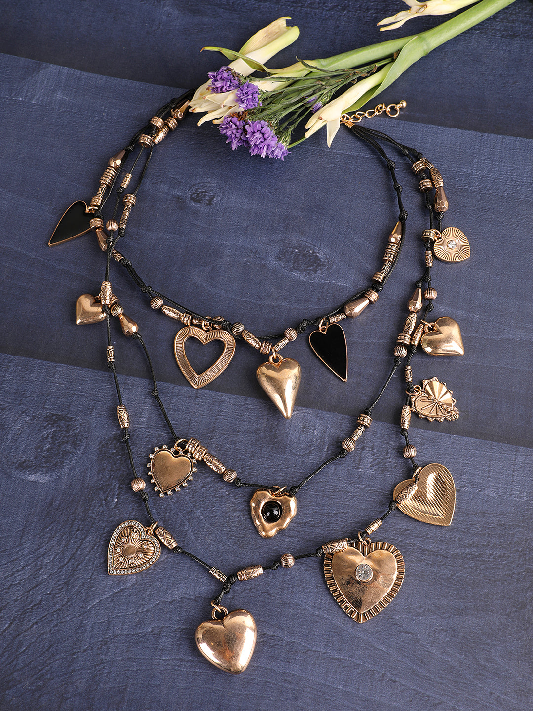 Golden Sweetheart Charm Layered Necklace
