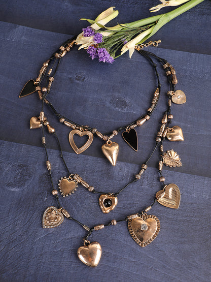 Golden Sweetheart Charm Layered Necklace
