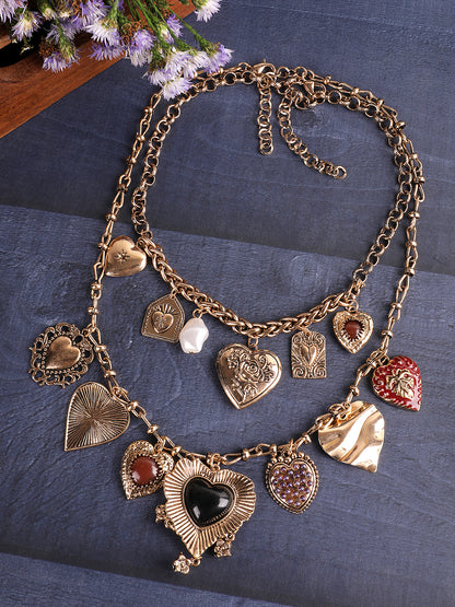 Vintage Heart Charming Medley Necklace