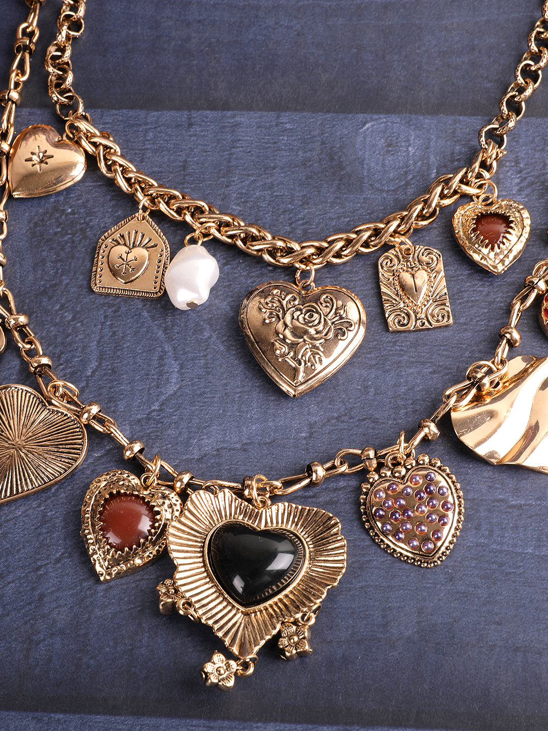 Vintage Heart Charming Medley Necklace