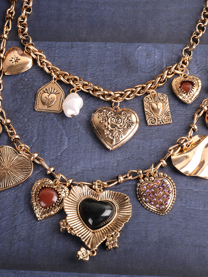 Vintage Heart Charming Medley Necklace