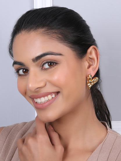 Kraze Brilliant Golden Heart Earrings