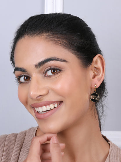 Divine Round Black & Gold Earrings