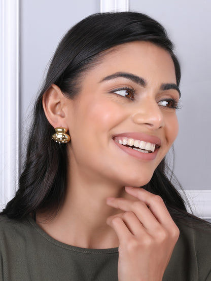 Golden Round Glossy Earrings