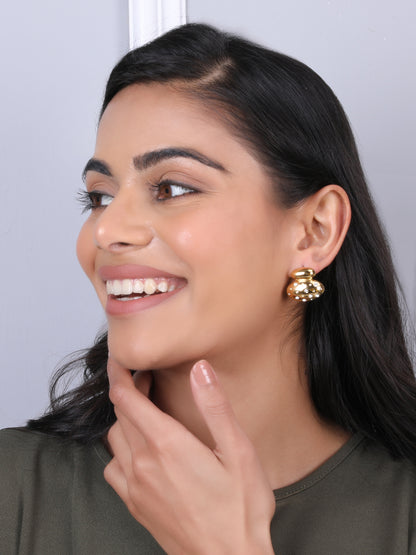 Golden Round Glossy Earrings