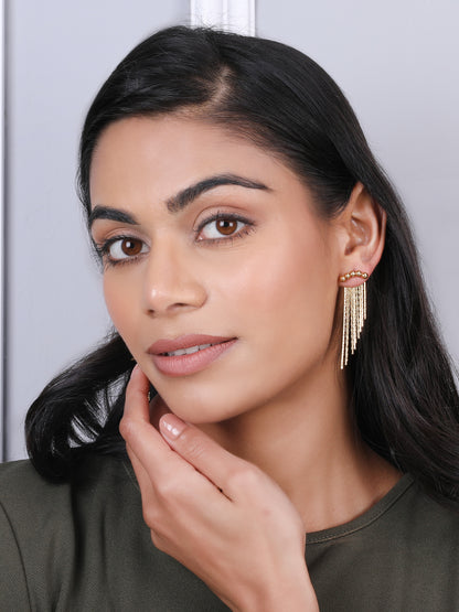 Golden Beaded-Chain Earrings Set