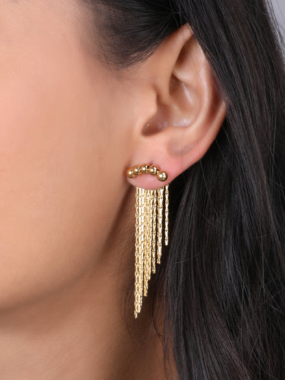 Golden Beaded-Chain Earrings Set