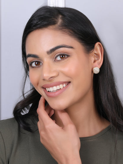 Marvelous Golden Round Stud Earrings