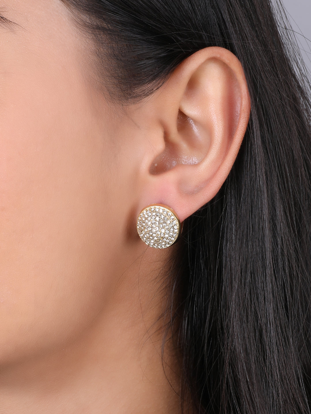 Marvelous Golden Round Stud Earrings