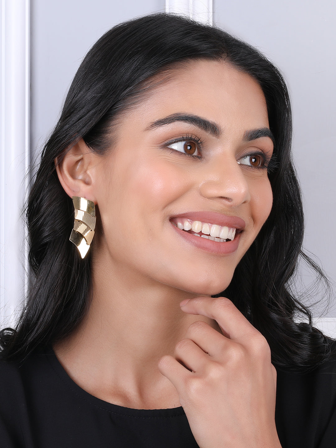Kraze Golden Unique Statement Earrings