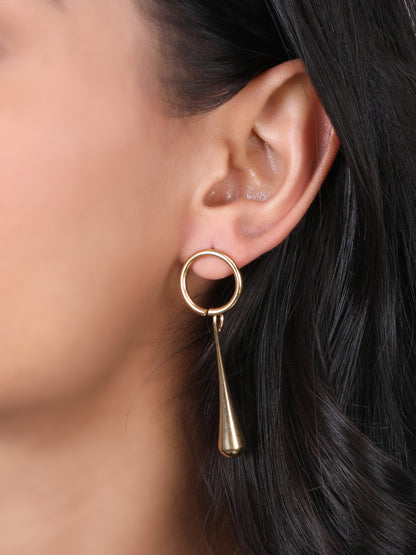 Golden Raindrop Hoop Earrings