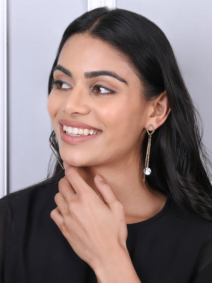 Golden Square Hoop Earrings Set