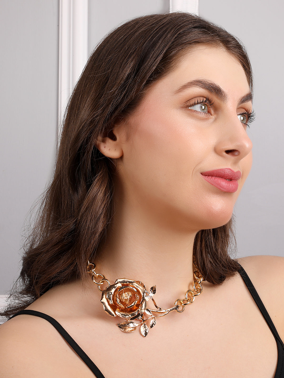 Glorious Golden Rose Necklace
