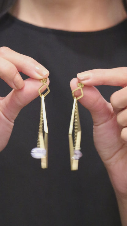 Golden Square Hoop Earrings Set