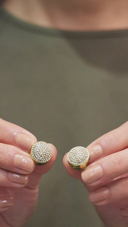 Marvelous Golden Round Stud Earrings