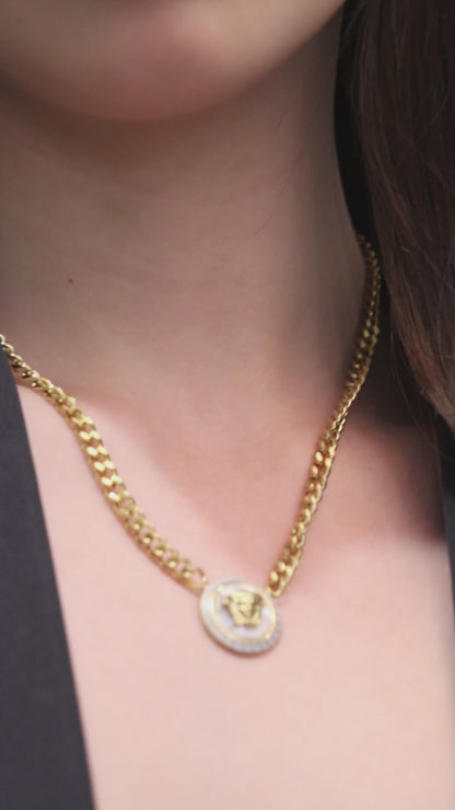 Lion Face Carved Golden Pendant