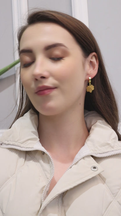 Gold Maple Leaf Hinged Earring