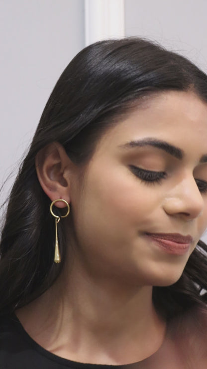 Golden Raindrop Hoop Earrings